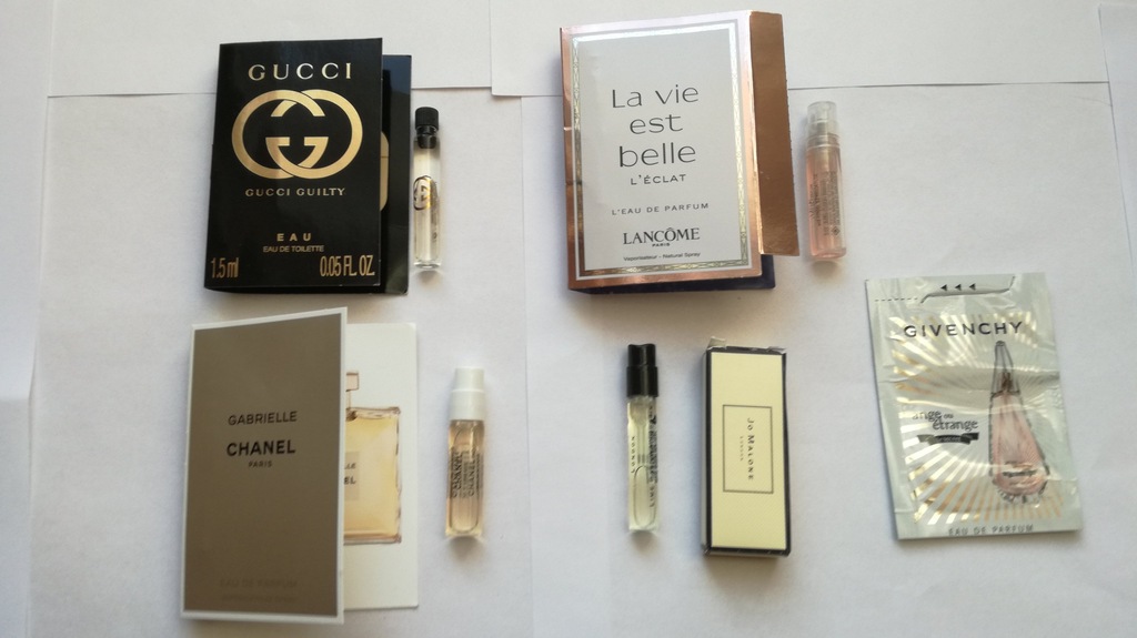 próbki perfum Jo Malone, Gabrielle, Gucci 