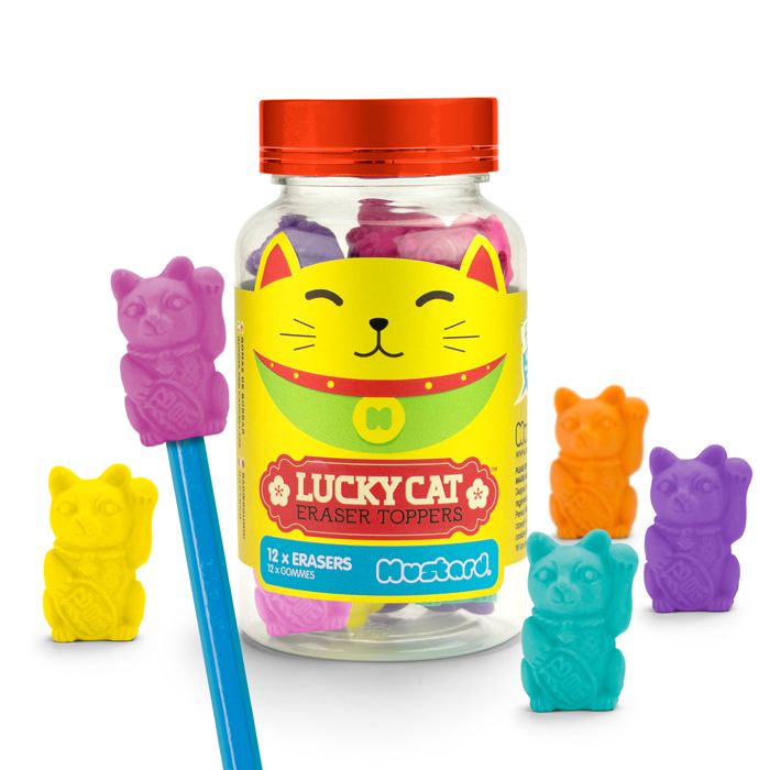 Gumki do mazania Koty (12 szt.) Lucky Cat Mustard