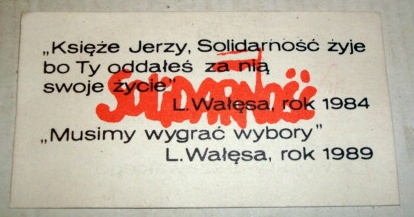 SOLIDARNOŚĆ - ulotka Wałęsy aby głosować na niego.