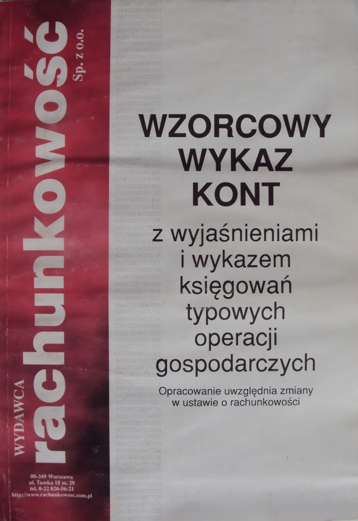 WZORCOWY WYKAZ KONT Z WYJAŚNIENIAMI I WYKAZEM wawa