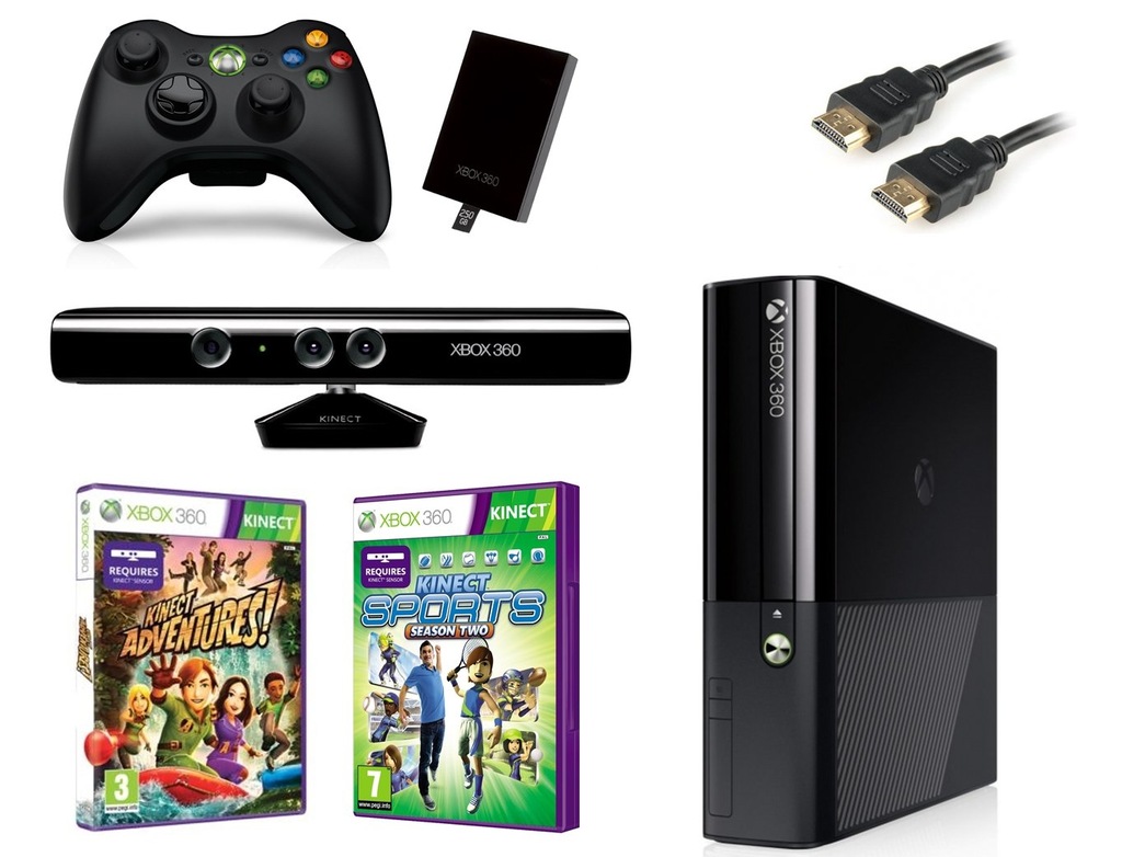 XBOX 360 E 500GB +PAD +KINECT +GRY ! 100%NOWA !