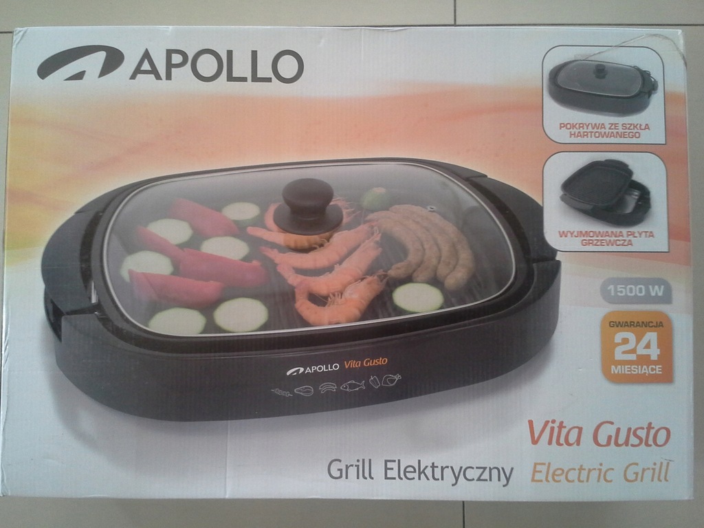 Grill elektryczny APOLLO Vita GUSTO Black NOWY !!!