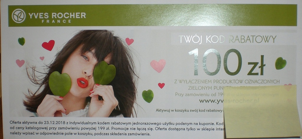 YVES ROCHER kupon kod rabatowy 100 zł