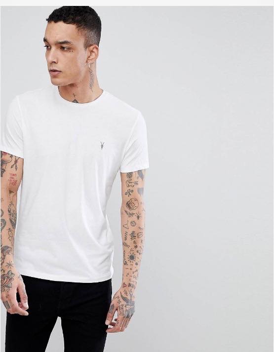 ALLSAINTS biały T-shirt bawełna logo haft _M