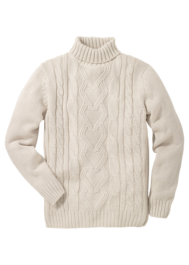 Sweter z golfem beżowy 48/50 (M) 969454 bonprix