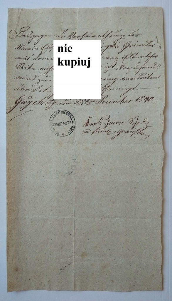 1840 Gugelwitz Gogołowice Milicz Żmigród Militsch