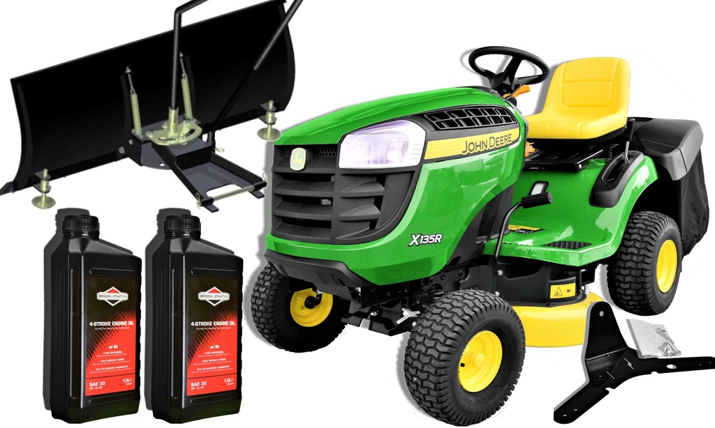 Traktorek John Deere X135R + Pług śnieżny ZESTAW++