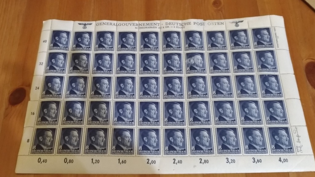 Arkusz znaczków z III Rzeszy II wojna światowa 8g