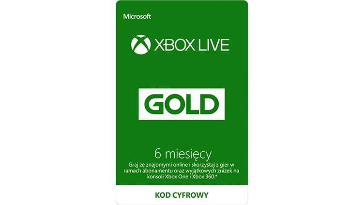 XBOX LIVE GOLD 6 MIESIĘCY Xbox ONE 360
