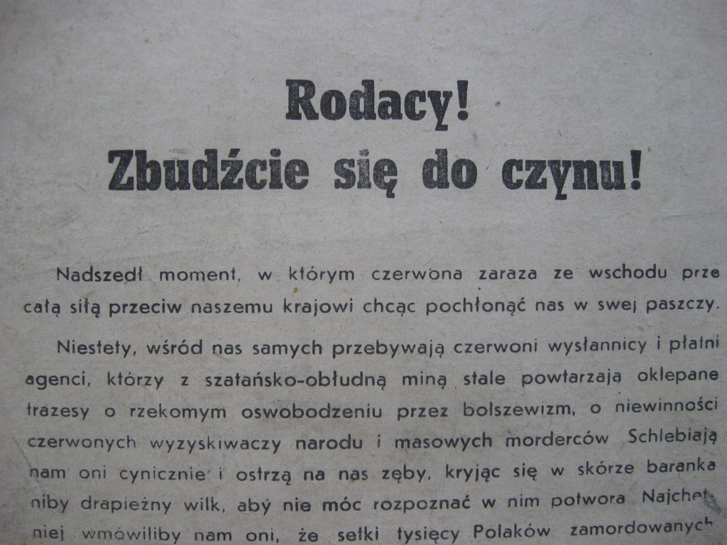 ODEZWA Rodacy zbudźcie się ! Por. A Wysocki 1944