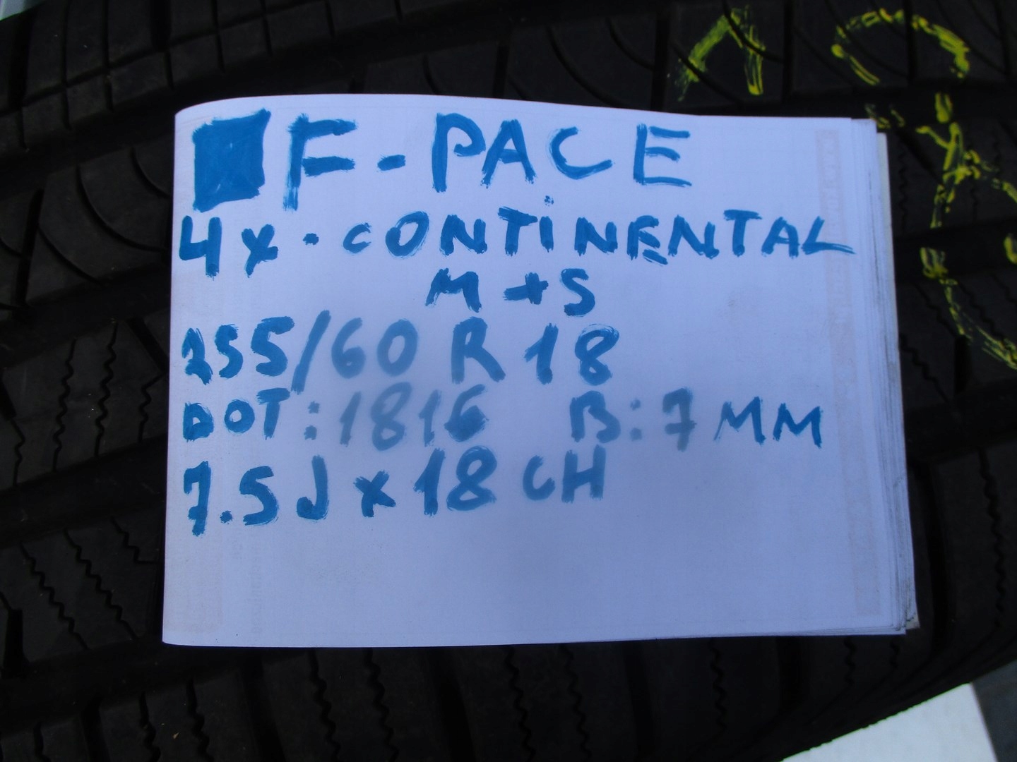 wheels discs tyres JAGUAR F PACE R18 M+S 7MM