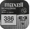 1x СЕРЕБРЯНАЯ БАТАРЕЯ MAXELL SR 43 Вт 386 SR1142W