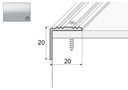 Kątownik aluminiowy A30, 180cm SREBRO 20x20mm