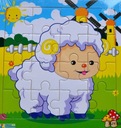 EDUKACYJNE PUZZLE DREWNIANE 16 elementów OWIECZKA