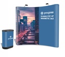 ŚCIANKA POP UP MAGNETIC 3X3 Z TRYBUNKĄ + WYDRUK