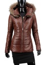 Hnedá dámska kožená bunda prešívaná s kapucňou DORJAN HLNL122A 3XL Značka Dorjan