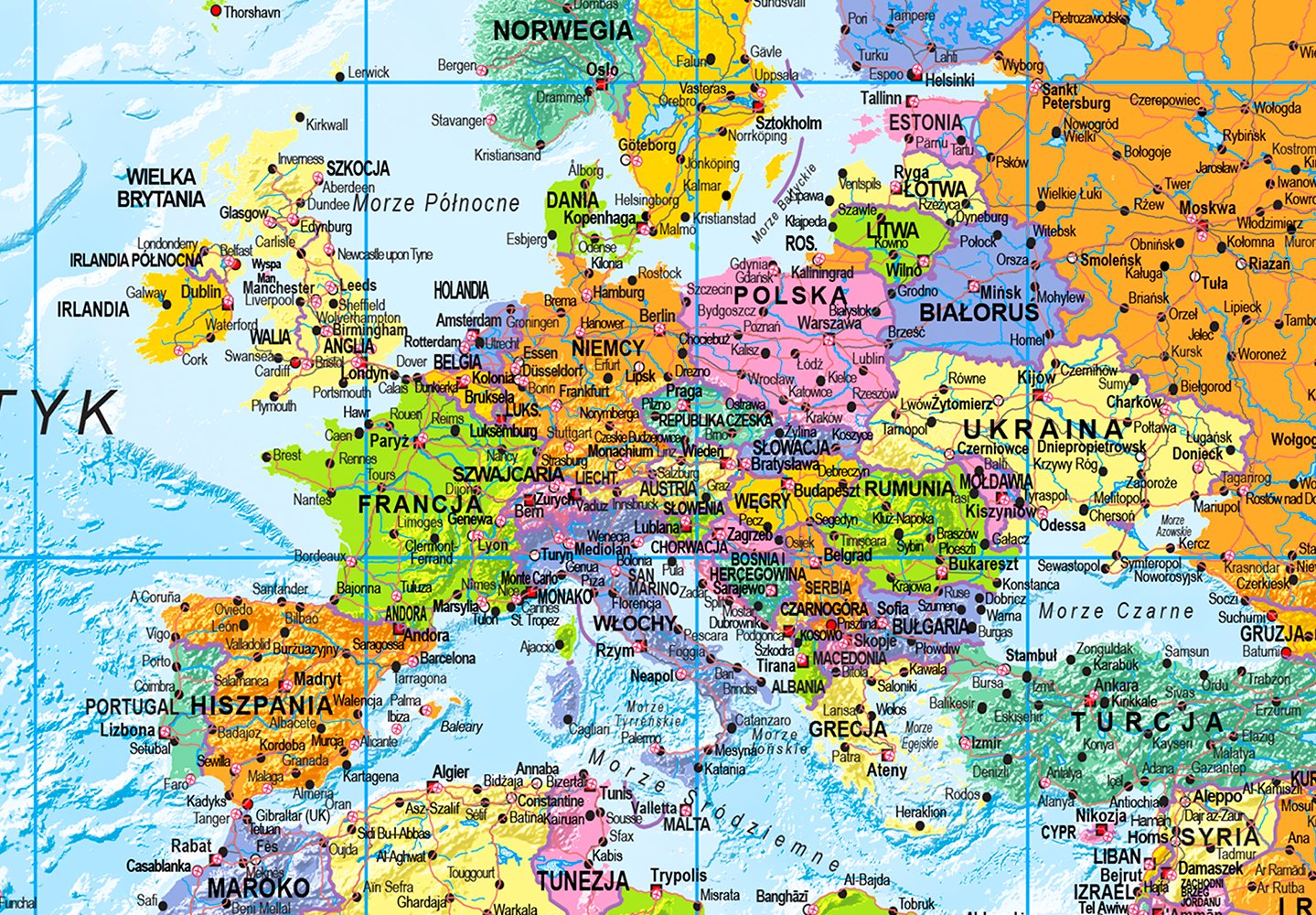 Mapa Polityczna świata Po Polsku OBRAZ MAPA ŚWIATA PO POLSKU 90x60cm k-A-0313-b-a 7078335256 - Allegro.pl