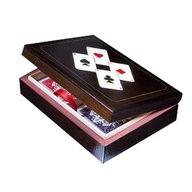 Piatnik, karty do gry, 2 talie, Karty lux w pudełku drewnianym z asami