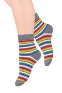 Ponožky bavlnené sivé farebné prúžky 1-2 rokov