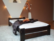 Łóżko pojedyncze drewniane sosnowe EURO 90x200 orzech +STELAŻ