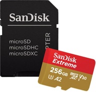 KARTA SANDISK MICROSDXC 256GB EXTREME V30 190/130 MB/s DO KAMER GOPRO