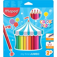 Trojuholníkové pastelky Jumbo Maped Colorpeps 18 farieb v kartónovom puzdre