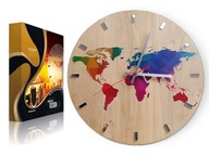 Veľké nástenné hodiny Dub World Mapa sveta Tichý