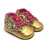 Przepiękne buciki buty złota panterka - 12-18 m*