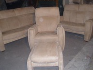 ZESTAW MARKOWY sofa 3 + sofa 2 + 1 fotel + puf