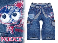 NEXT * super JEANSY roll-up z szarfą KOTEK *** 74