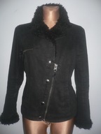 KURTKA czarna KOZUCH ALA RAMONESKA 40 42