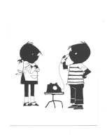 Pocztówka - F. Westendorp, Julek i Julka przy telefonie