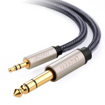 UЗЕЛЕНЫЙ КАБЕЛЬ AUDIO AUX TRS MINI JACK 3,5 мм - JACK 6,35 мм 1 м