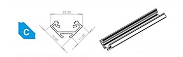 Профиль для светодиодных лент анодированное серебро Тип С 2М