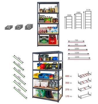 Regał metalowy Premium HGG 180x120x60 4 175