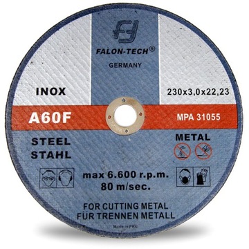 ДИСКИ ДЛЯ РЕЗКИ МЕТАЛЛА inox 230 x 3,0 FALON TECH