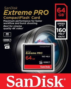 SanDisk CF Extreme PRO 64 ГБ UDMA7 160 МБ/с 4K