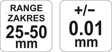 YATO НАРУЖНЫЙ МИКРОМЕТР 25-50 мм МИКРОМЕТР