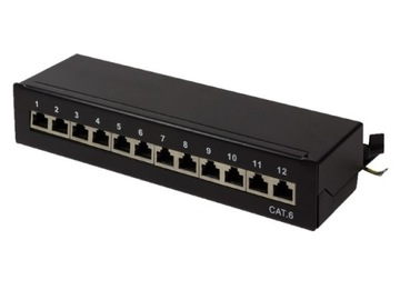 Патчпанель настольная RJ45 12x STP Cat 6, черная панель