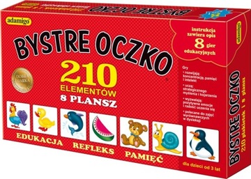 GRA EDUKACYJNA BYSTRE OCZKO 8 gier pamięciowych dla dzieci +3 lata