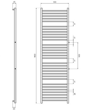 180x53 Боковой радиатор SPARK, ГРАФИТ / ЧЕРНЫЙ МАТОВЫЙ