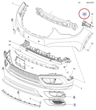 фото thumb №1, Новий напрямна накладка-спойлер кронштейн бампера перед crossland