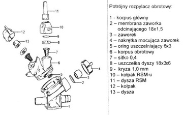 Распылительная головка, тройная форсунка RSM, распылитель.