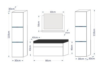 РАКОВИНА Мебель для ванной комнаты Зеркальные шкафы LUMIA 80 комплект мебели для ванной комнаты