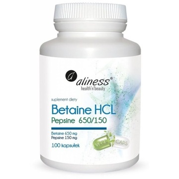 BETAINE HCL Бетаин, пепсин 650/150 мг х 100 капсул