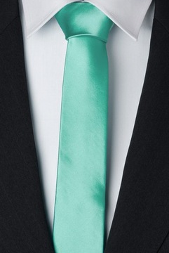 MIĘTOWY Slim Fit Wąski 6cm Śledź Gładki Krawat Męski Żakardowy GREG gs74