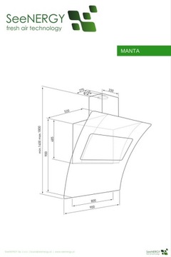 Встраиваемая вытяжка Seenergy Manta 90 BL Black 704м3