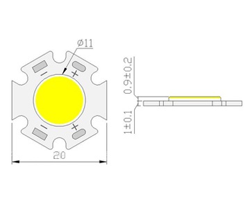 MODUŁ COB 9W DIODA LED 30V 300mA BIAŁA 880lm 20mm