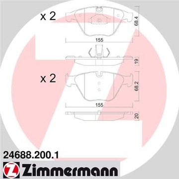 ZIMMERMANN ПЕРЕДНИЕ БЛОКИ BMW 5 F10 F11 348x30MM