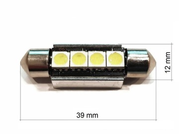 ŻARÓWKA 4 LED 5050 SMD RURKA 39mm C5W C10W CANBUS